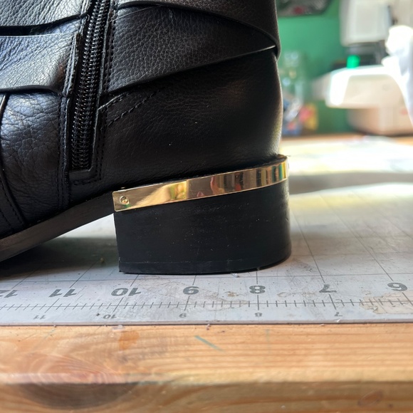 Vince Camuto Black and Gold Moto Boots - Picture 4 of 16